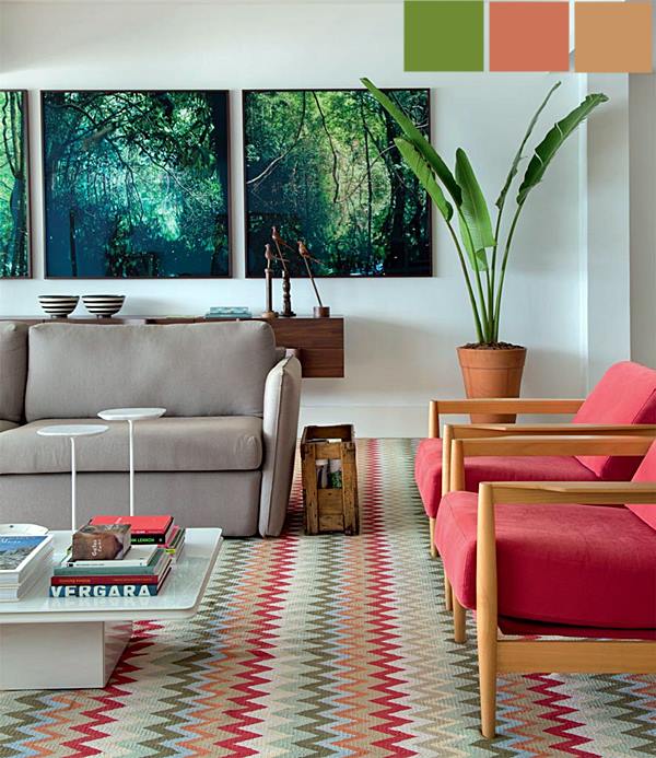 decoracao-de-sala-com-tapete-colorido
