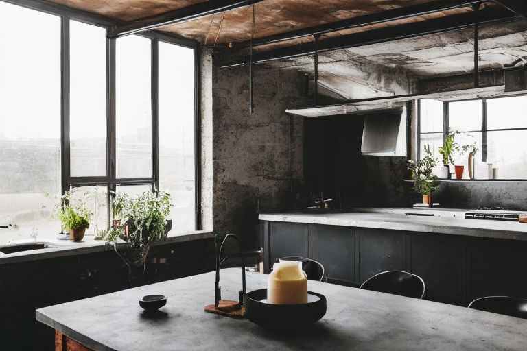 decoracao-de-cozinha-com-cimento-queimado