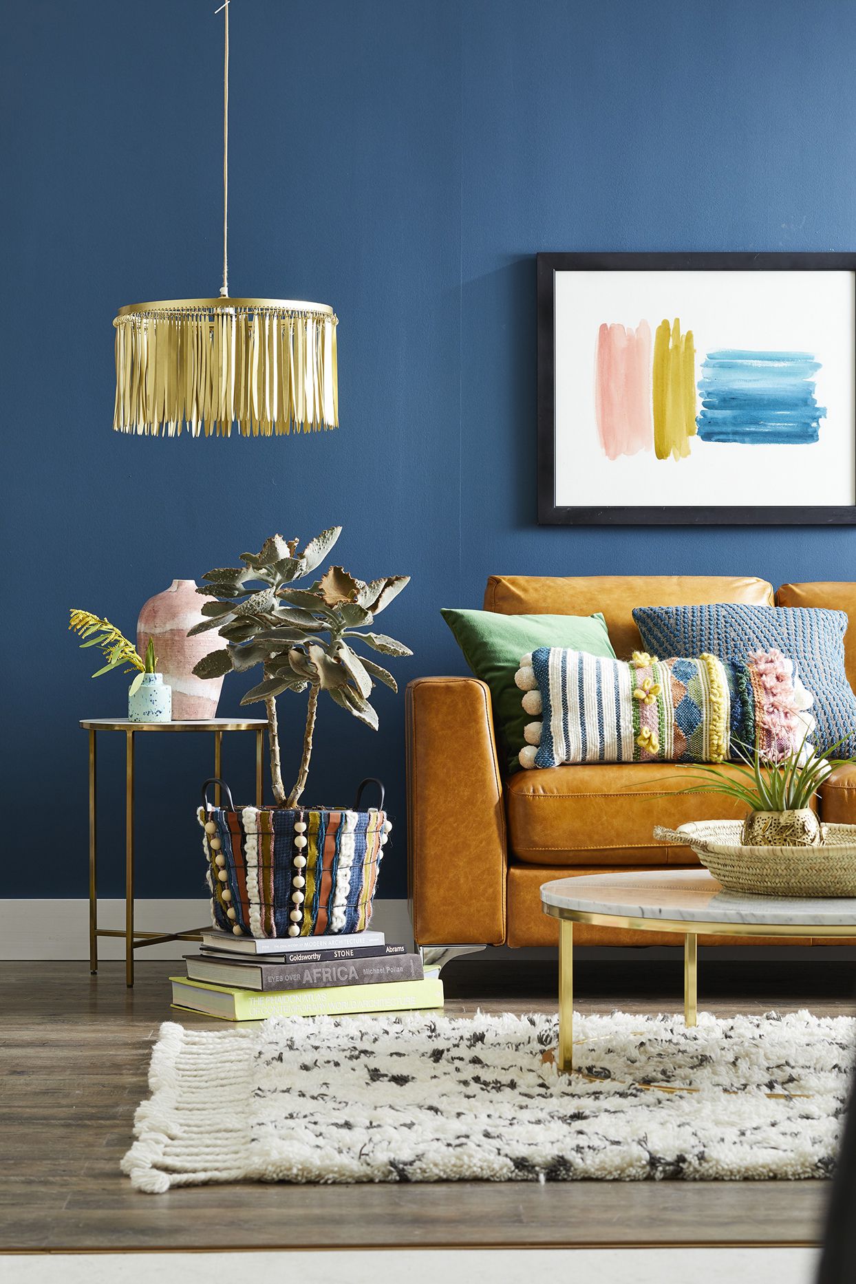 decoracao-de-sala-com-tapete-colorido