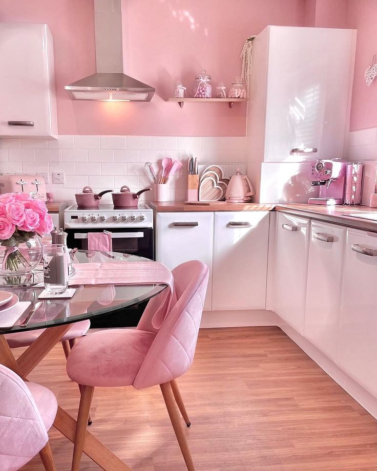 decoracao-de-cozinhas-rosas