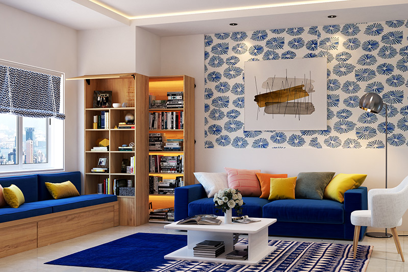 decoracao-de-sala-com-tapete-colorido