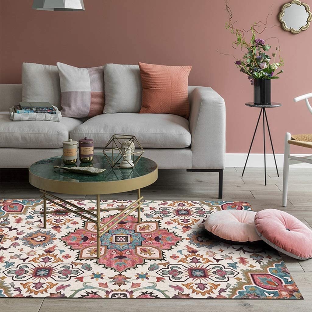 decoracao-de-sala-com-tapete-colorido