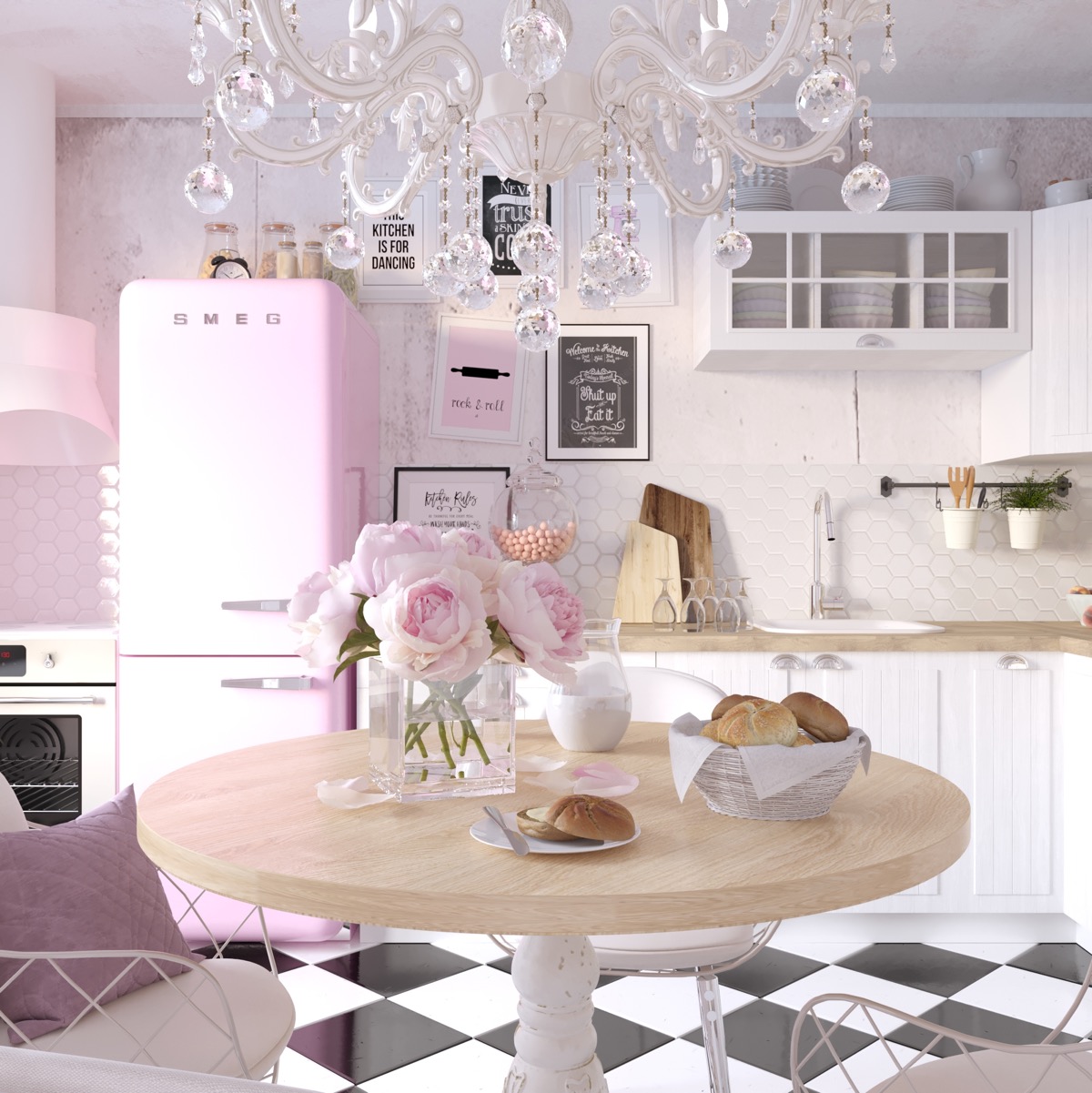 decoracao-de-cozinhas-rosas