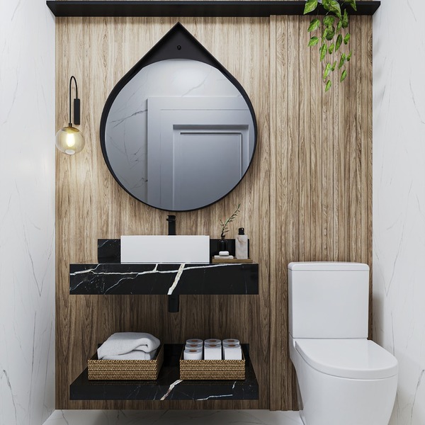 decoracao-de-banheiro-com-pia-de-porcelanato