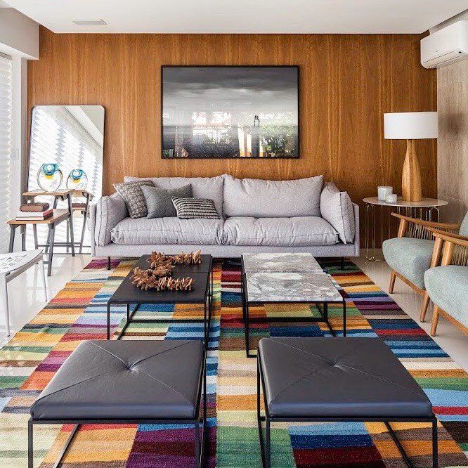decoracao-de-sala-com-tapete-colorido