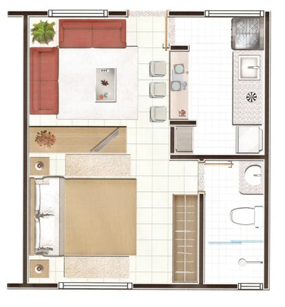 plantas-de-casa-com-1-quarto