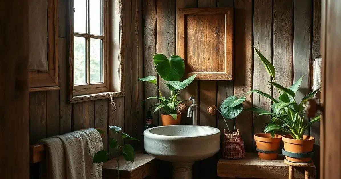 decoração de banheiro rústico