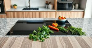 Ilha de cozinha com pia e cooktop