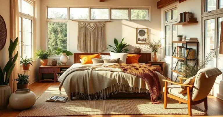 inspiração decoração boho quarto casal