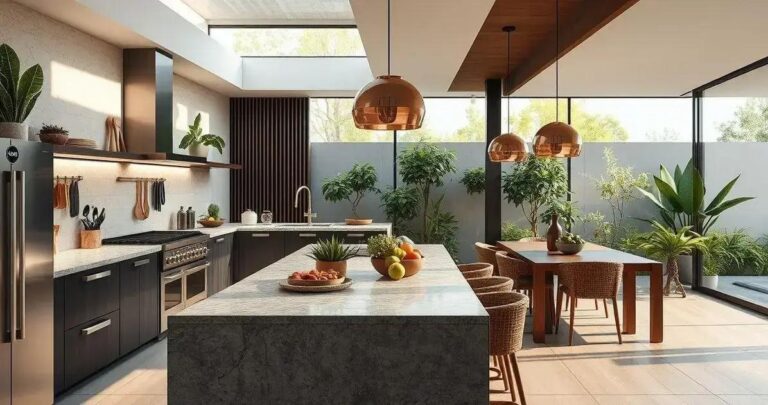 Projeto área gourmet com churrasqueira e cozinha