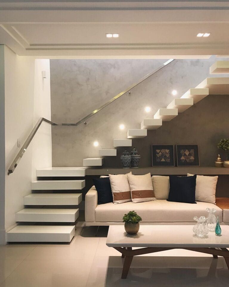 Sala com escada: 65 ideias fantásticas ...