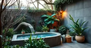 banheiro com jardim de inverno