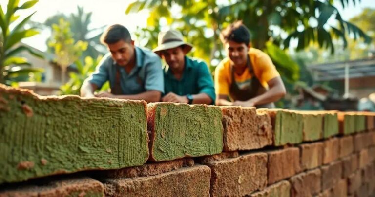 construção parede tijolo ecologico