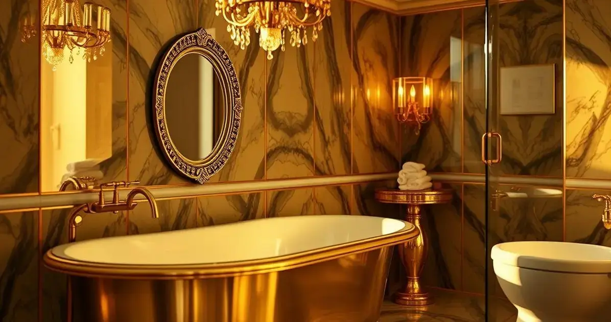 decoração de banheiro dourado