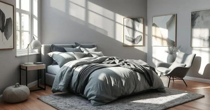 decoração de quarto cinza