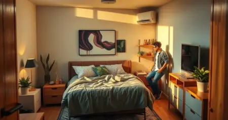decoração de quarto pequeno de solteiro
