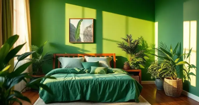 decoração de quarto verde
