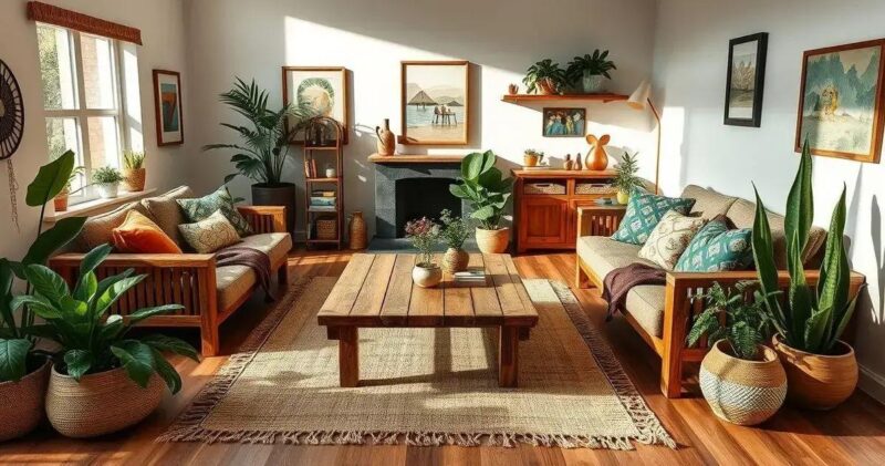 decoração de sala boho