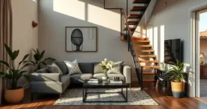 decoração de sala com escada