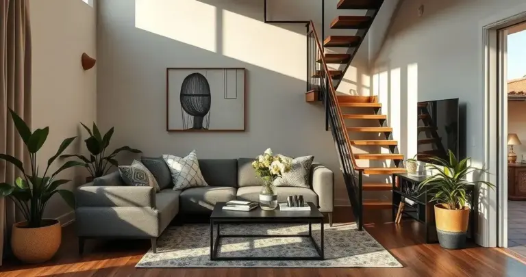 decoração de sala com escada