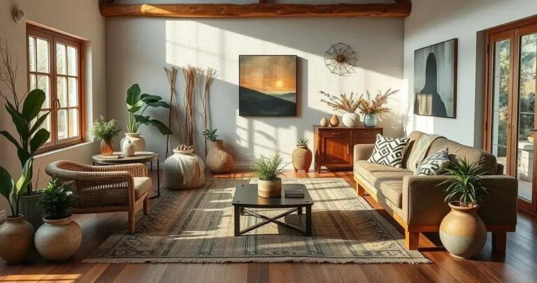 decoração de sala rústica