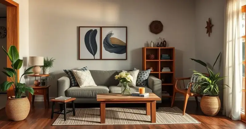 decoração de sala rústica