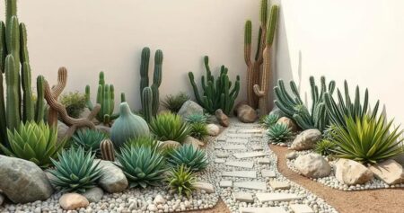 jardim desértico com pedras