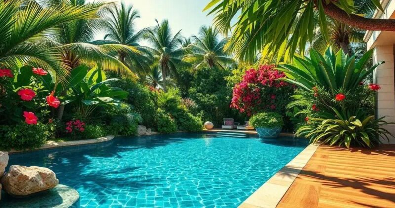 jardim tropical piscina