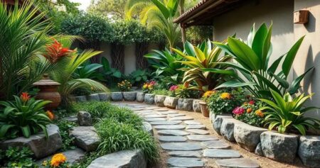 paisagismo com pedras e plantas