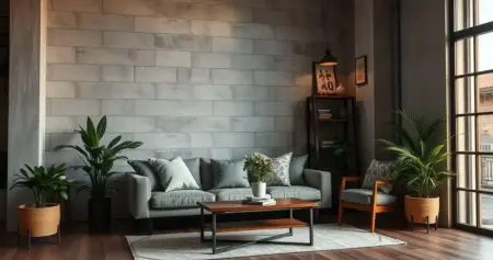 parede de cimento queimado na sala