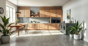 piso para cozinha e lavanderia juntas