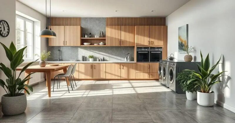 piso para cozinha e lavanderia juntas