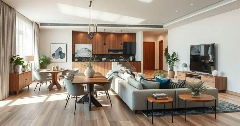 sala de estar e jantar integradas