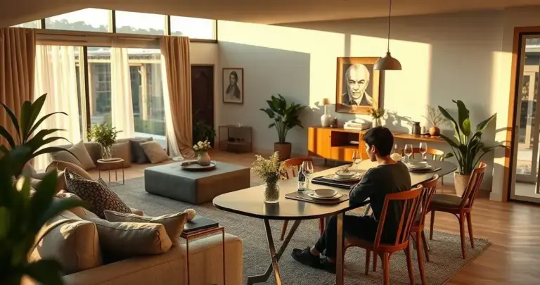 sala de estar e jantar integradas