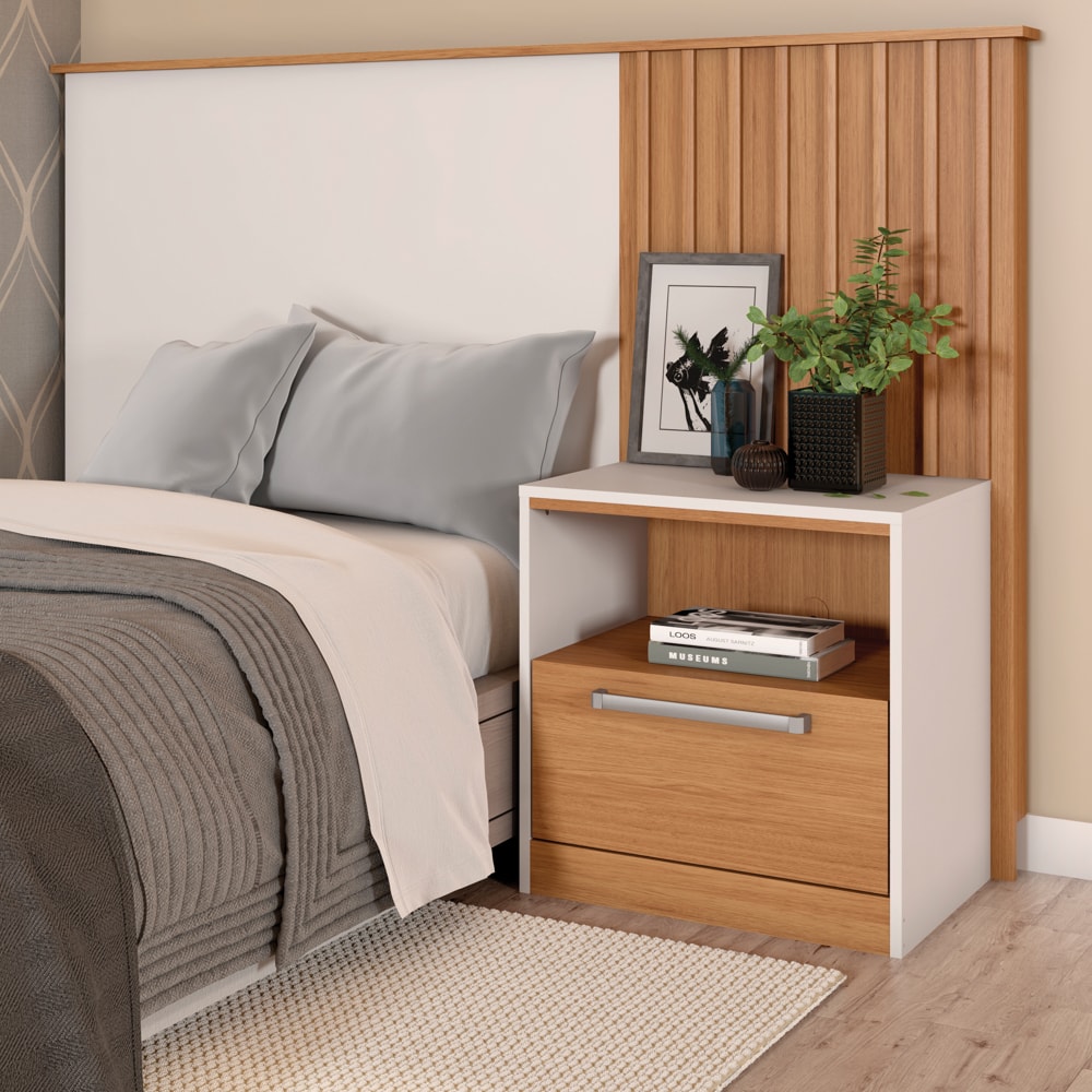 Cabeceira Solteiro Ripada com Mesa ...