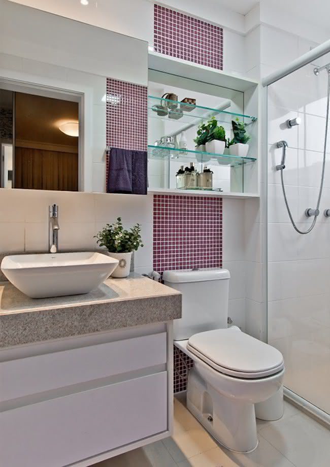 Banheiro decorado com pastilhas: 80 ...