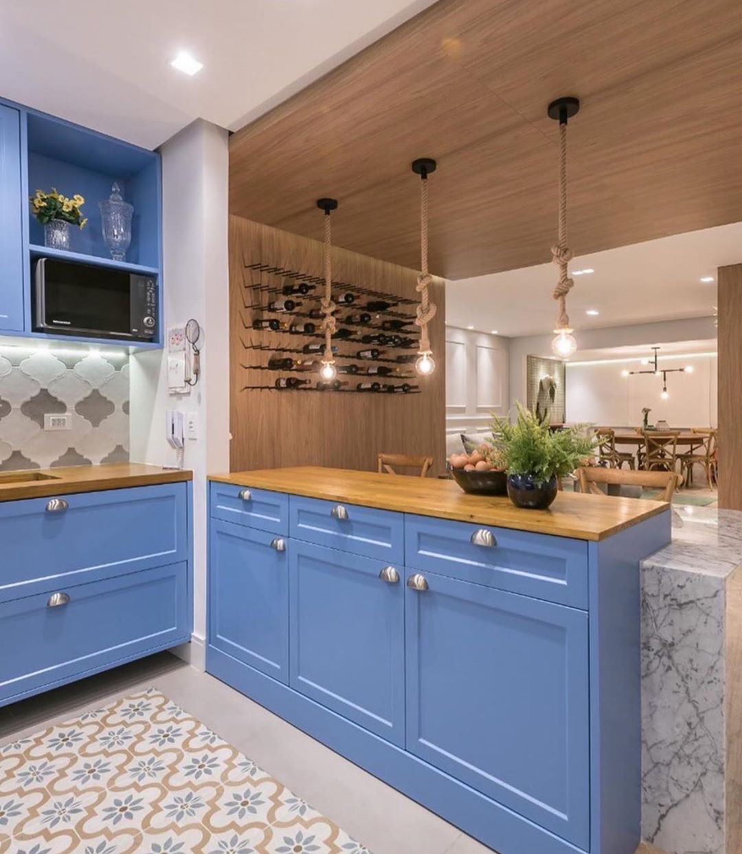 Cozinha Provençal: moderna, cinza, azul ...