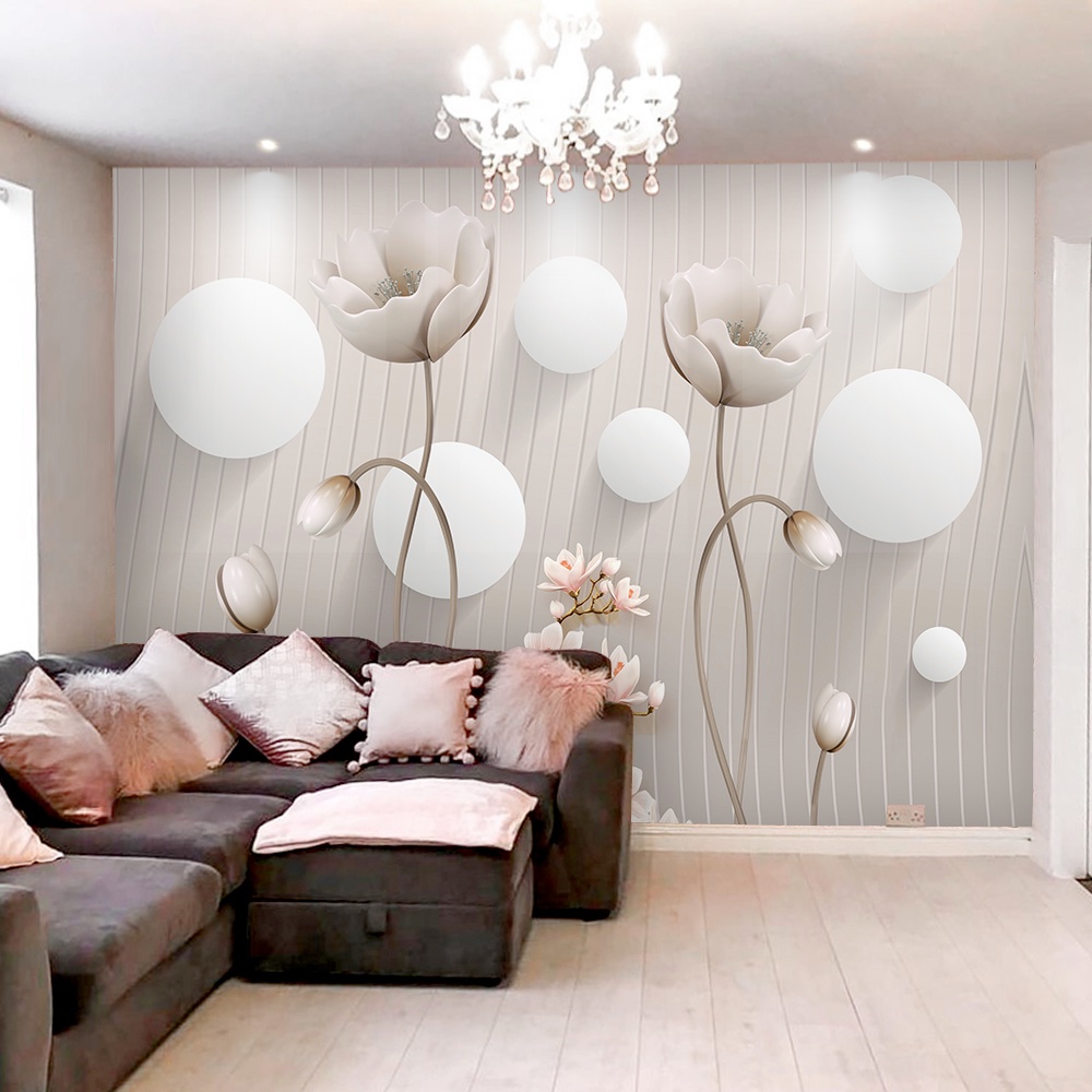 Papel de Parede 3D Design Floral Para ...