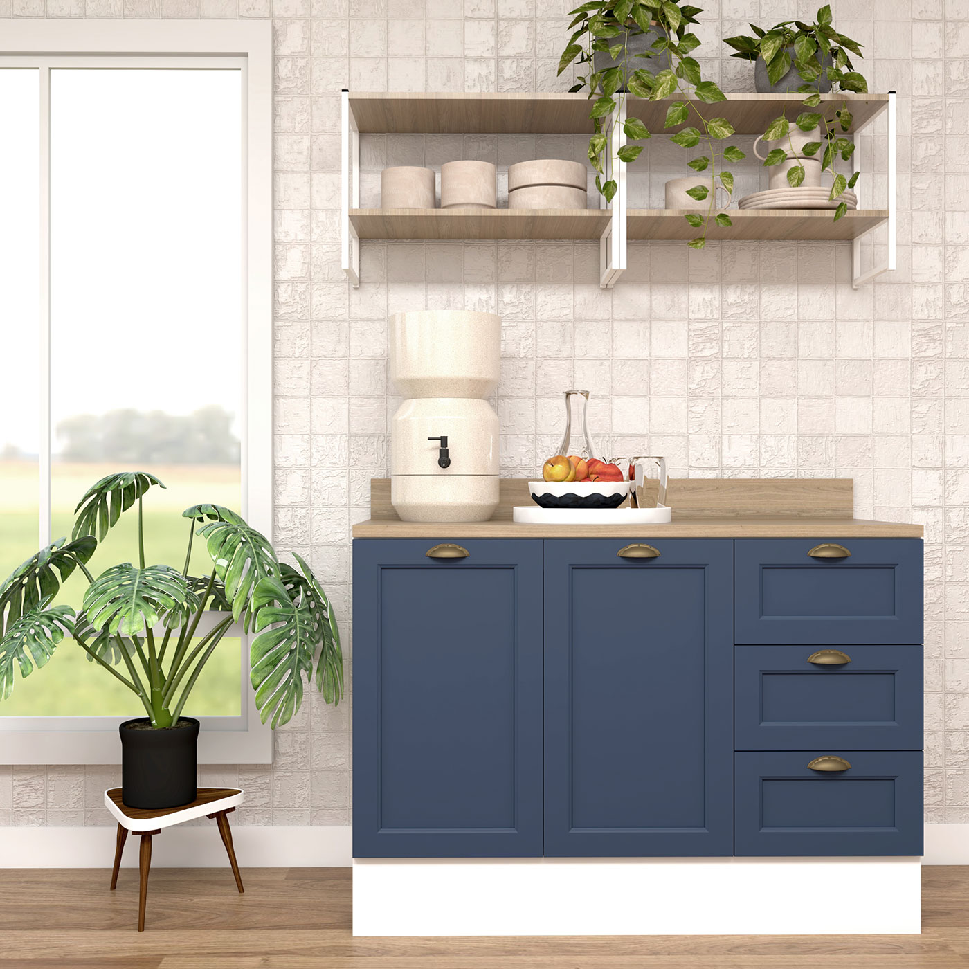 Cozinha Modulada Aurora 120cm c/ Nicho ...