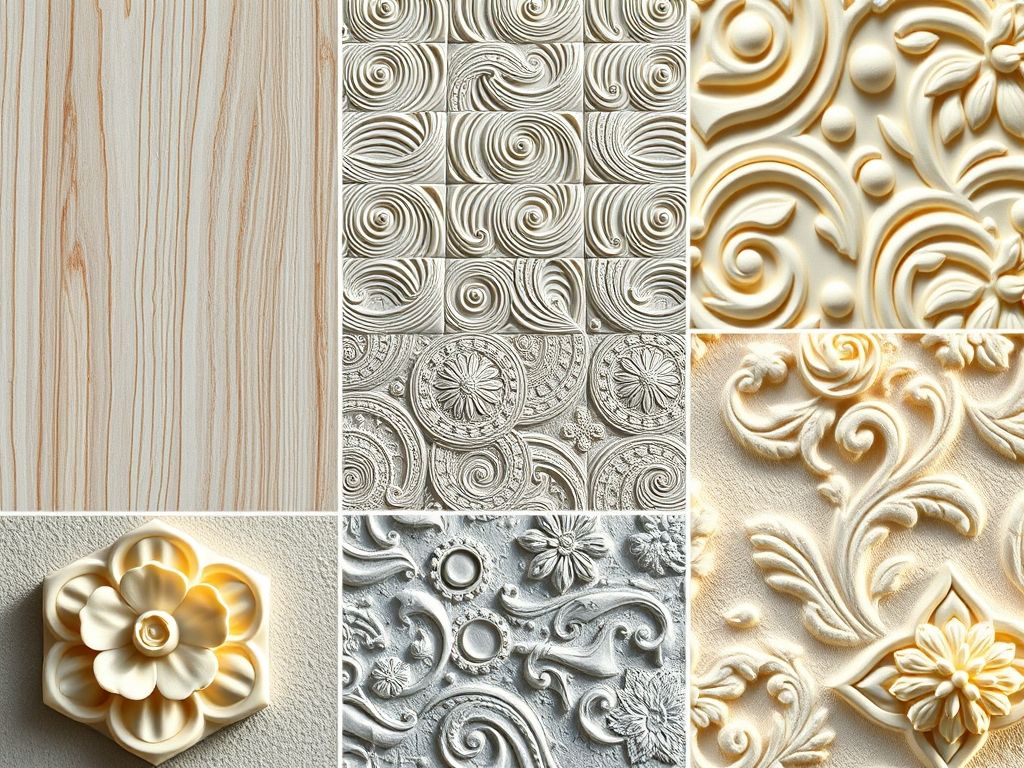 Texturas de revestimentos 3D: PVC, cerâmica e gesso