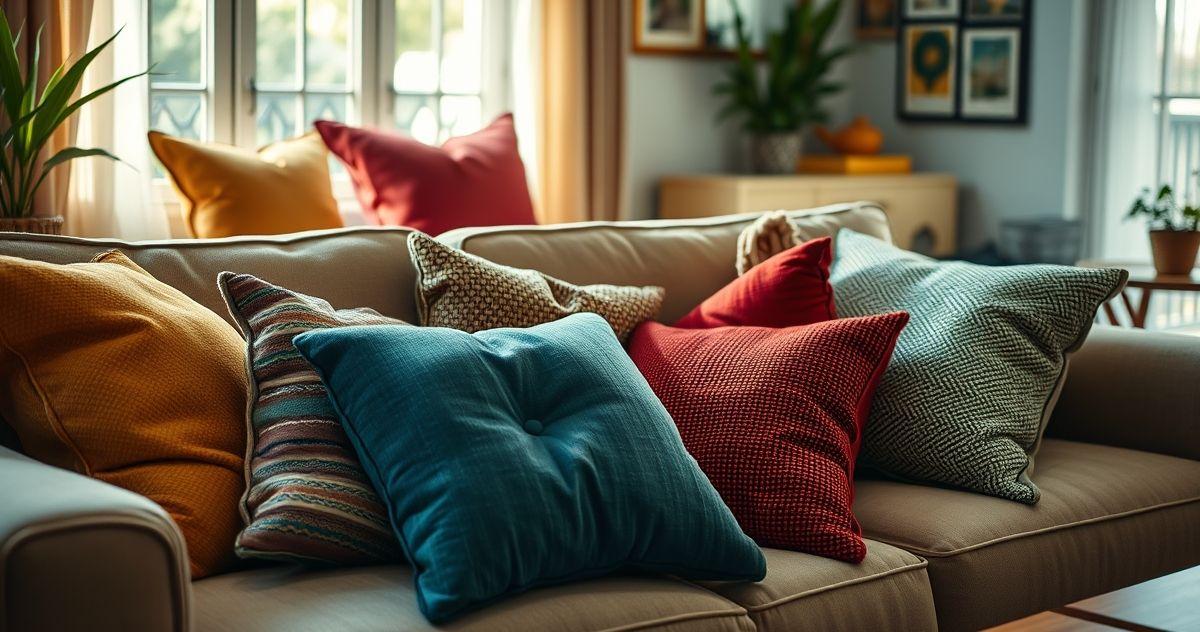 como combinar almofadas no sofá