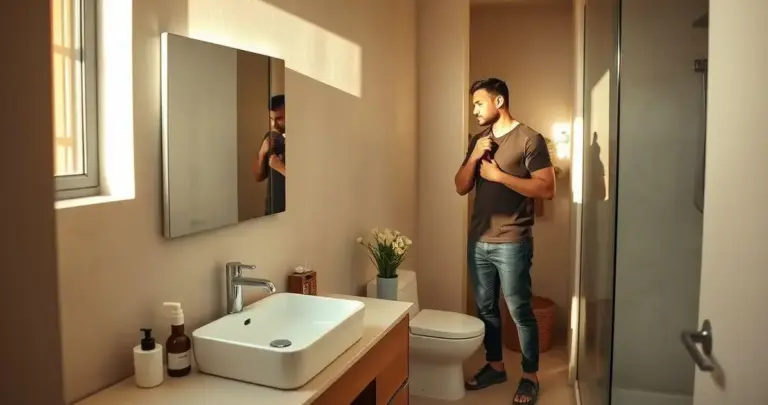 decoração de banheiro masculino simples