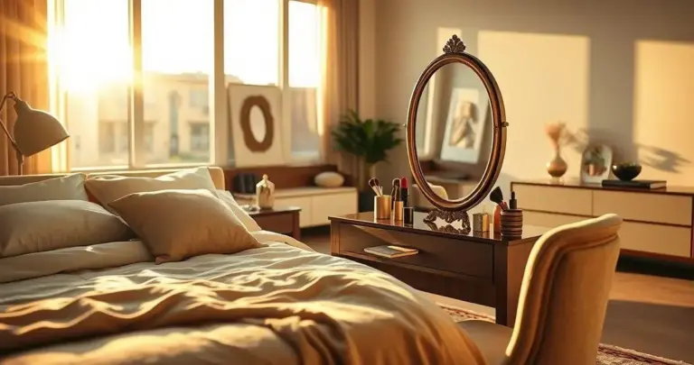 decoração de quarto de casal com penteadeira