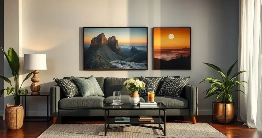 decoração de sala com fotos