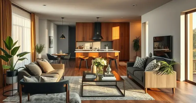 decoração de sala integrada com a cozinha