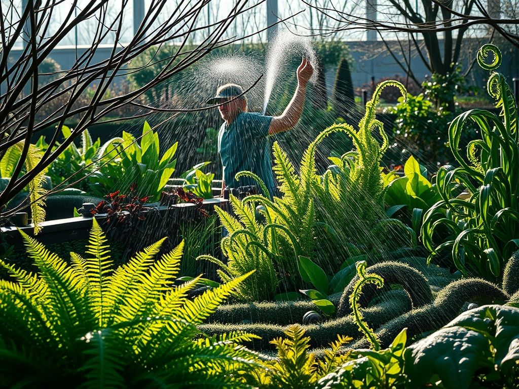 Umidificando folhagens no jardim de inverno: Cuidados com a umidade para plantas de sombra.