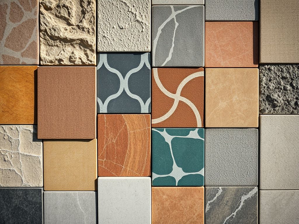 Exemplos de revestimentos cimentícios das marcas Solarium, Castelatto e Palazzo, mostrando texturas e cores. Melhores marcas de revestimento cimentício.