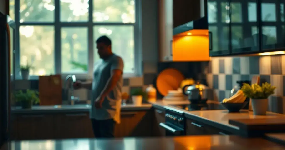 Iluminação embutida em armário de cozinha