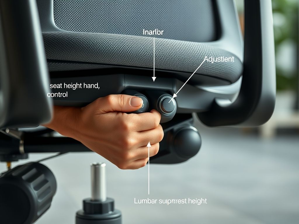 Ajuste correto da cadeira ergonômica: altura, apoio lombar e braços para evitar dores e lesões no trabalho.