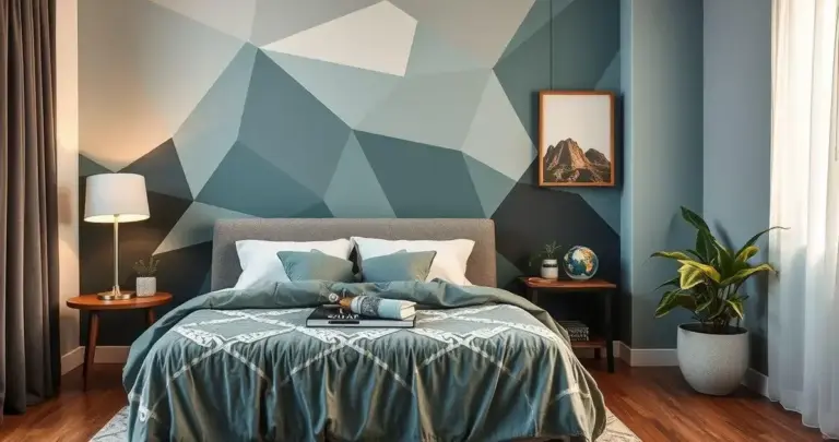 papel de parede geométrico para quarto